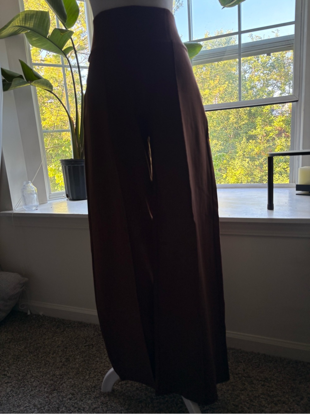 Heavy & Thick High-Waist Wide-Leg Brown Women's Pants
